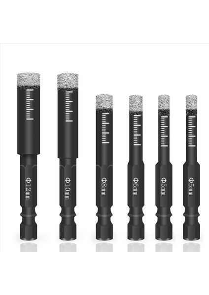 12PC Siyah Kuru Elmas Matkap Bitleri Granit Seramik Mermer Kiremit Taş Cam Sert Malzemeler 5/8/8/10/12MM Için (Yurt Dışından) fiyatları