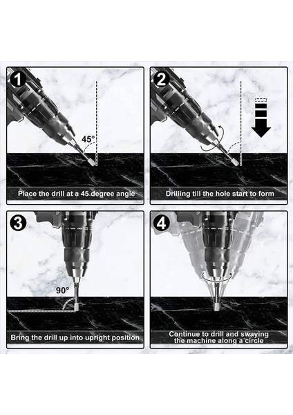12PC Siyah Kuru Elmas Matkap Bitleri Granit Seramik Mermer Kiremit Taş Cam Sert Malzemeler 5/8/8/10/12MM Için (Yurt Dışından) modelleri
