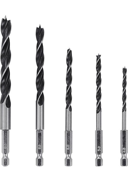 Hss 1/4 Inç Hex Shank Brad Point Twist Matkap Bitler Set Hızlı Değişiklik 5 Pcs 4 - 10MM Ahşap Aletler Için (Yurt Dışından)