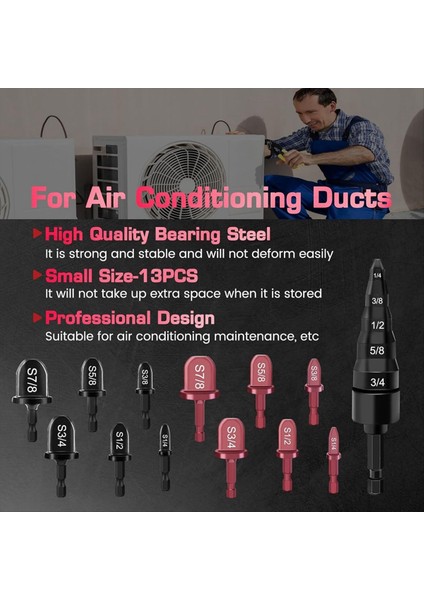 13 Adet Bakır Parlama Alet Borusu Genişletici Hvac Onarım Kiti 1/4in 3/8in 1/2in 5/8in 3/4in 7/8in Sıkıcı Matkap Ucu (Yurt Dışından) indirimleri
