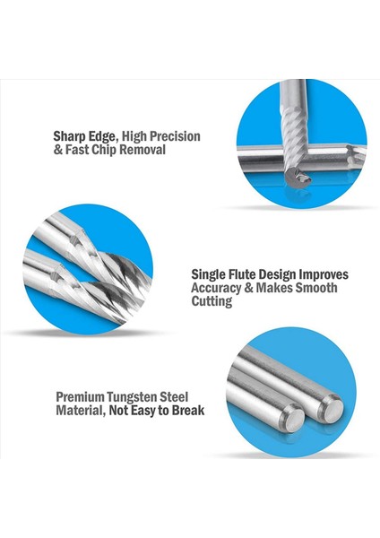 20 Paket Cnc Yönlendirici Bitleri 1/8 Inç Şeyh Spiral Upcut Yönlendirici Bit Tek Flüt Uç Freze Seti Freze Kesici Tungsten Çelik (Yurt Dışından) modelleri