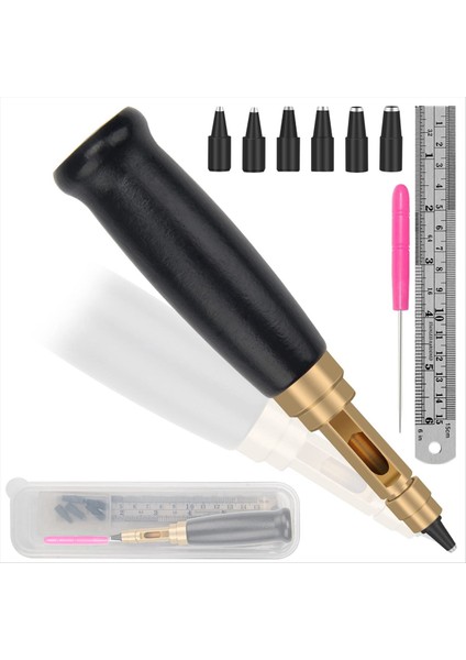 Ayarlanabilir Vida Yumruk 6 Uç Boyutu Kemer Deliği Yumruk Ahşap Kol Deri Deliği Yumruk Dikişli Deri Siyah (Yurt Dışından)