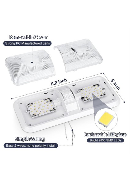 Rv Işıklar Iç 12V LED 8W Tavan Çift Kubbe Işık 600 Lümen Parlaklık Işık Fikstür Rv Römork Tekne Araba (Yurt Dışından) indirimleri