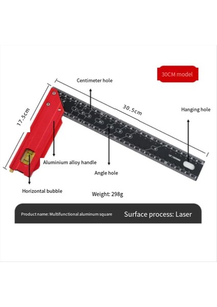 Yeni Yüksek Hasta Alüminyum Alaşımlı Çok Fonksiyonlu 90 Derece Ahşap Işleme Kare Kombinasyonu Kare Delik Cetvel 40CM (Yurt Dışından) fiyatları