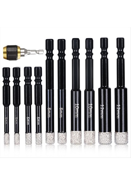 11PCS Seramik Mermer Kiremit Taş Cam Porselen Için Set Sırt Matkap Bitleri Çekirdek Hızlı Kuru Sondaj Için Sabit Malzemeler (Yurt Dışından)