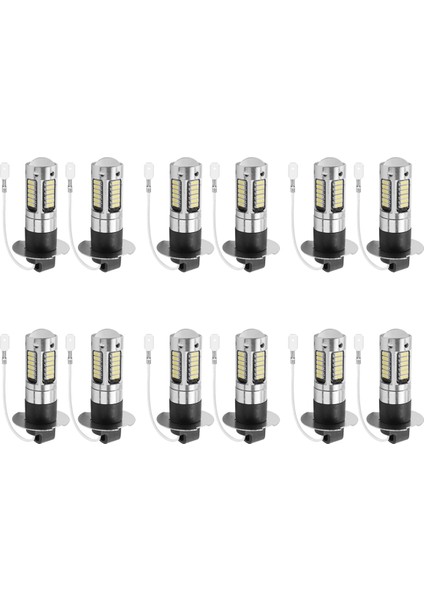 12PCS H3 Süper Parlak LED Sis Sürüş Drl Ampuller Kiti 6000K Beyaz (Yurt Dışından)