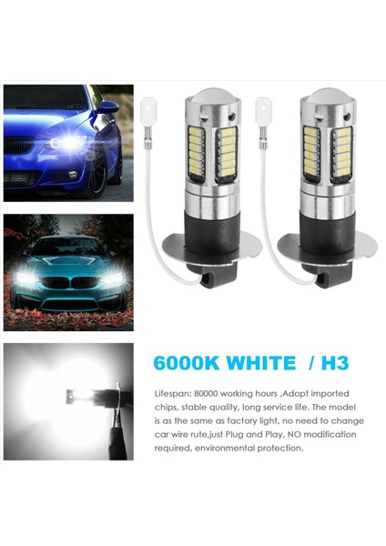 12PCS H3 Süper Parlak LED Sis Sürüş Drl Ampuller Kiti 6000K Beyaz (Yurt Dışından) fırsatları