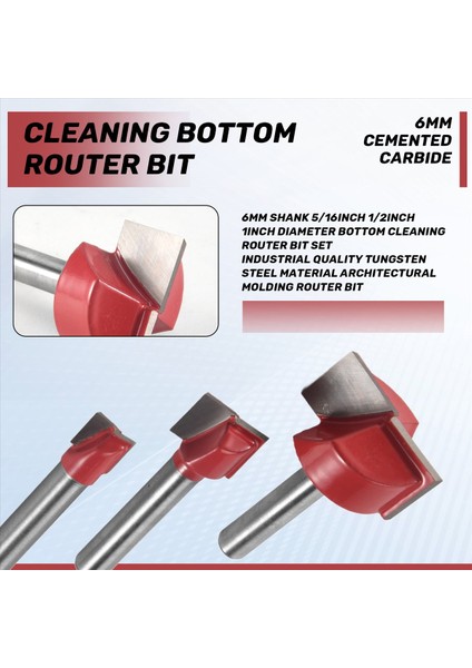 3pcs Temizleme Alt Yönlendirici Bit Seti 6mm Shank Çift Flüt Karbür Kesici Düz Yumruk Tahtası Yüzey Planlama Aracı (Yurt Dışından) indirimleri