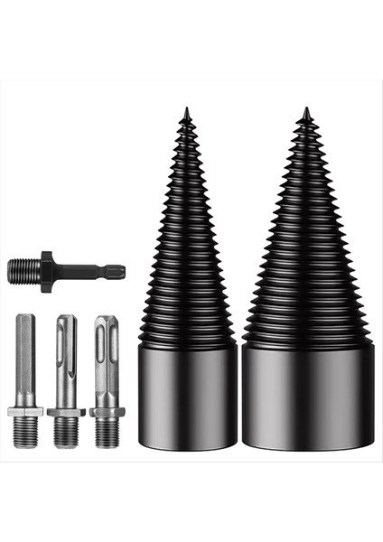 Yakacak Odun Kütüğü Ayırıcı 42MM+32MM Ahşap Bölme Kütükleri Bitler Yakacak Odun Çıkarılabilir Matkap Biti Siyah Çelik Hex Sapı Vidalı (Yurt Dışından)