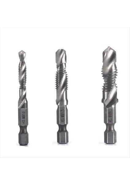 3pcs M6 M8 M10 Yüksek Hızlı Çelik Titanyum Kaplama Kompozit Musluk Matkap ve Tap Entegre Makine Tap Açma Pah Aracı (Yurt Dışından)