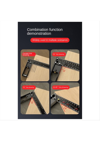 Çok Açılı Ölçüm Cetveli-Yüksek Kaliteli Profesyonel Ölçüm Aracı Evrensel Kombinasyon Açısı 45/90 Derece (Yurt Dışından) fiyatları