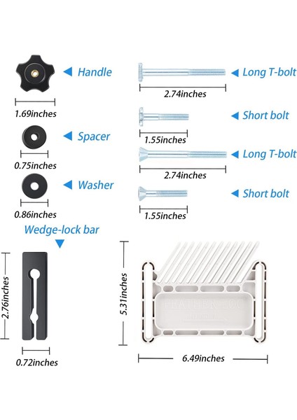 Yükseltilmiş Tüy Tahtası Güvenlik Cihazı Istiflenebilir Tüy Tahtası Çoğu Standart T-Slotları Masa Testerelerindeki T Rayları Beyaz (Yurt Dışından) fiyatları