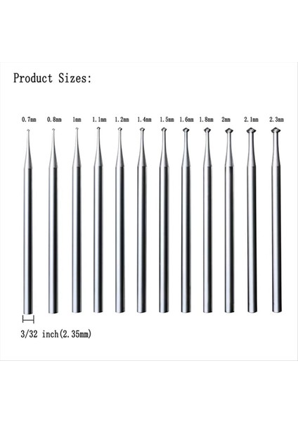 12 Pcs 90º Hart Burr - 3/32INCH Shank 90 Derece Kalp Burçlar Takı Bağlantı Bitleri Lapidary Burr Seti (Yurt Dışından) fiyatları