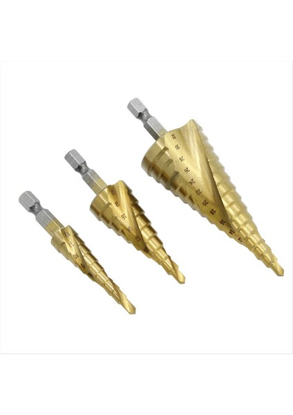 Spiral Basamaklı Matkap Altıgen Kolu 4 Adet Altıgen Kademeli Matkap Delme Elbisesi Plastik ve Metal Plakalar Için Uygundur (Yurt Dışından) indirimleri