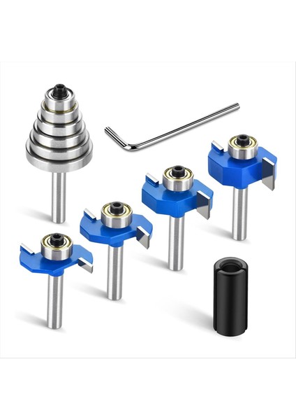 4pcs Yönlendirici Bitleri 1/4 Shank 6 Rıtıng&#39 Ler Set Rabbeting Yönlendirici Biti 1/2in Ila 1/4in Yönlendirici Kolet ile Ahşap Kanal Açma Için (Yurt Dışından)