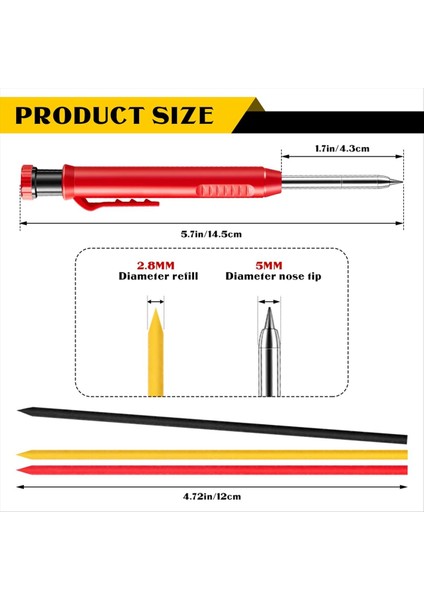 10 Pcs 60 Pc ile Katı Carpenter Kalemleri Doldurma Uzun Burası Derin Delik Mekanik Kalem Işareti Yapı Kalemleri (Yurt Dışından) fiyatları
