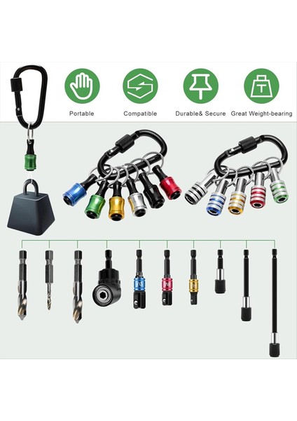 18PCS Bit Tutucu Anahtarlık Gadget&#39 Ları Dik Açılı Matkap Adaptörü 1/4inch 3/8inch 1/2inch Matkap Soket Adaptörü 11P Bit Tutucu (Yurt Dışından) fırsatları