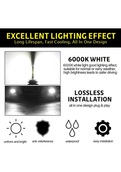 Toyota Corolla Rav4 H11 9005 Hıd Için 6x Combo LED Farlar Ampul Sis Işığı (Yurt Dışından) modelleri