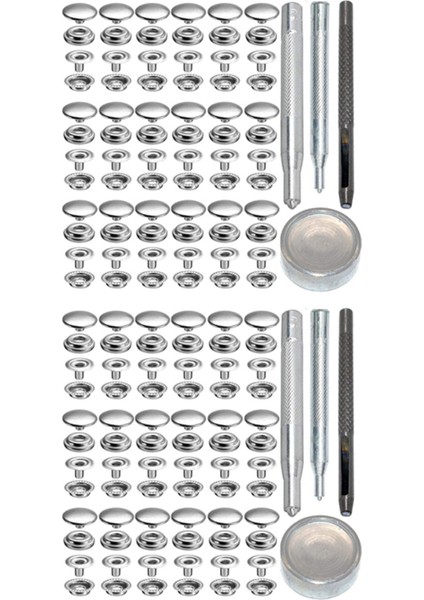 144PCS 15MM Paslanmaz Çelik Bağlantı Elemanı Snap Press Saplama Düğmesi Deniz Botu Tuval Için Yumruklama Seti Alet Kiti Gümüş (Yurt Dışından)
