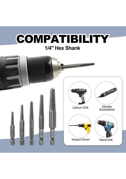 Vida Extractor Seti 10 Pc Vida Extractor 1/4inch Hex Shank Kırık Vida Extractor Vidalı Çıkarma ve Extractor Bit Seti (Yurt Dışından) fırsatları