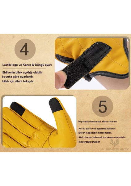 Retro Hakiki Deri Motosiklet Eldivenleri, Darbeye ve Düşmeye Dayanıklı Dokunmatik Ekranlı Motosiklet Sürüş Eldivenleri (Yurt Dışından) fırsatları