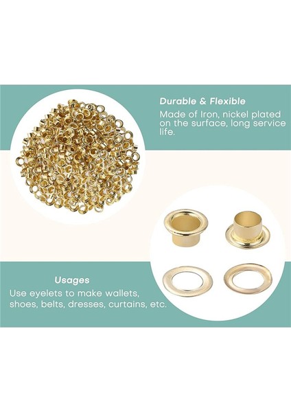 Grommet Tool Kit Grommet &amp Washer Grommet Kit 500PCS 2 Grommets Kit Deri Çantalar Banner Için Uygun (Altın 1/4inch) (Yurt Dışından) modelleri