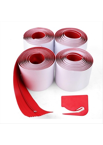 4 Adet Toz Bariyer Fermuarı 7ft x 3in Kendi Kendine Yapışkan Muşamba Çift Fermuar Anında Kapı Toz Koruması Kaplama Kesici ile (Yurt Dışından)