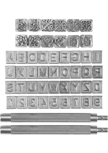 50 Adet Harf ve Sayılar Damgası Seti 6mm Alfabe Deri Yumruk Pulları Metal Çiçek Desen Damga Araçları (Yurt Dışından)