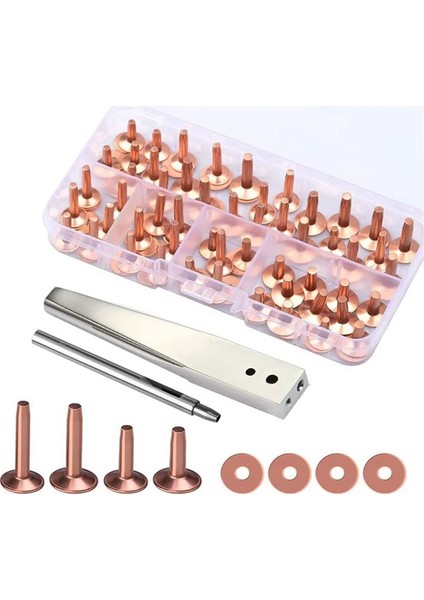 42PCS Bakır Perçinler ve Çapaklar Seti Deri Perçinler Bağlantı Elemanı Kurulum Aracı Delin Punch Cutter ile Kemerler Için Cüzdanlar (Yurt Dışından)