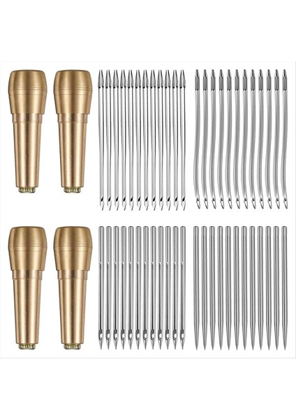 Deri Dikiş Koni Seti 52 Parça Deri Dikiş Düz Iğne ve Kavisli Tığ Işi Ayakkabı Tuval Onarımı (Yurt Dışından)