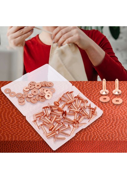 50 Set Bakır Perçin ve Çapak Bakır Perçinler Için Deri Için Deri Cüzdanlar (Yurt Dışından) modelleri