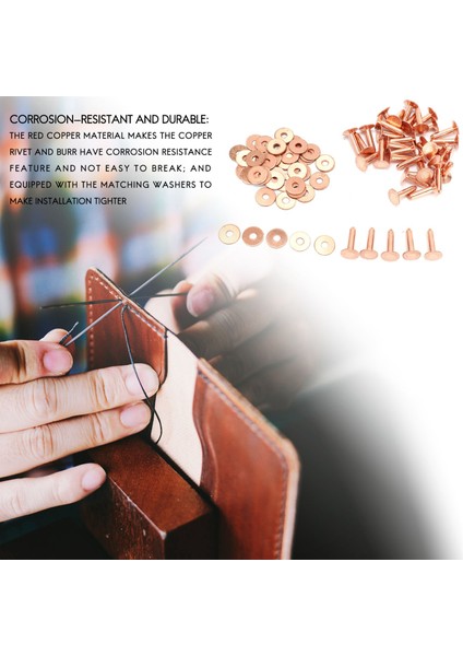 50 Set Bakır Perçin ve Çapak Bakır Perçinler Için Deri Için Deri Cüzdanlar (Yurt Dışından) fırsatları