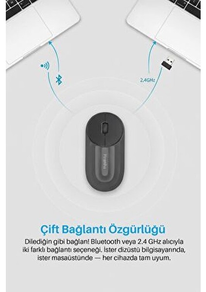 7657 Bluetooth + 2.4 Ghz Optik Şarj Edilebilir Sessiz Tuşlu Kablosuz Mouse indirimleri