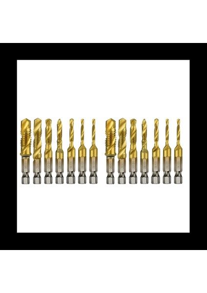 14PCS 1/4inch Hex Shank Titanyum Kombinasyon Matkap ve Tap Set Metrik Iş Parçacığı Hss M3-M10 Vida Bit Aracı (Yurt Dışından)