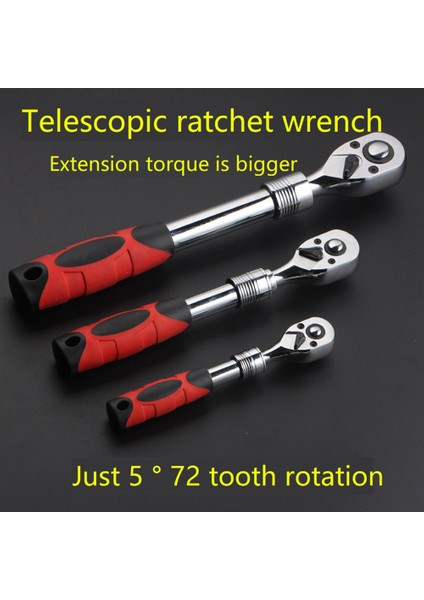 72 Dişli Ayarlanabilir Soket Cırcır Anahtarı 1/2 Inç Uzatılabilir Teleskopik Soket Anahtarı Tork Anahtarı Hızlı Sürüm (Yurt Dışından) fiyatları