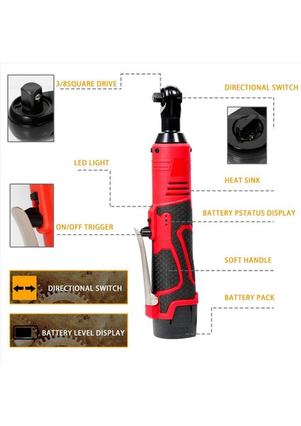 18V Kablosuz Elektrik Anahtarı Ratchet Anahtar Seti Açılı Matkap Tutma Tutma Aracı Ab Fişi (Yurt Dışından) fırsatları