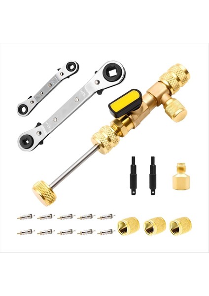 Çift Boyutlu Sae 1/4 ve 5/16 Bağlantı Noktalı Valf Çekirdek Sökücü Aracı Conta ve 3pcs Pirinç Fındık ile 10 Adet Valf Çekirdekleri (Yurt Dışından)