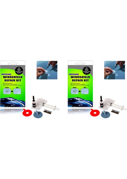 2x Ön Cam Onarım Kiti Çatlak Cam Onarım Kiti Otomatik Cam Ön Cam Crack Chip Scratch (Yurt Dışından)
