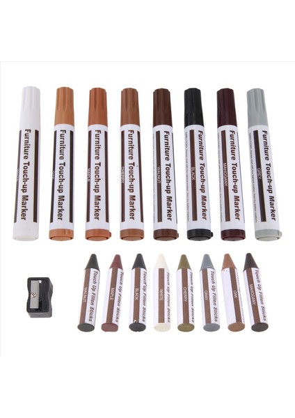 Mobilya Onarım Kiti Ahşap Işaretçiler - 17 Işaretler Seti - Kara Zemberi Ahşap Zeminler Için Kaleme Kişili Markalar ve Balmumu Çubukları (Yurt Dışından) modelleri