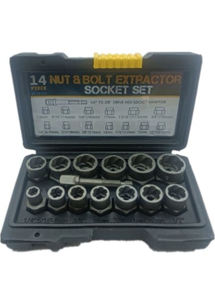 14 Pc Lug 3/8inch Darbe Cıvatası Somun Extractor Seti Somun Çıkartma Kiti 1/4inch-3/4inch Twist Socket Seti (Yurt Dışından) fiyatları