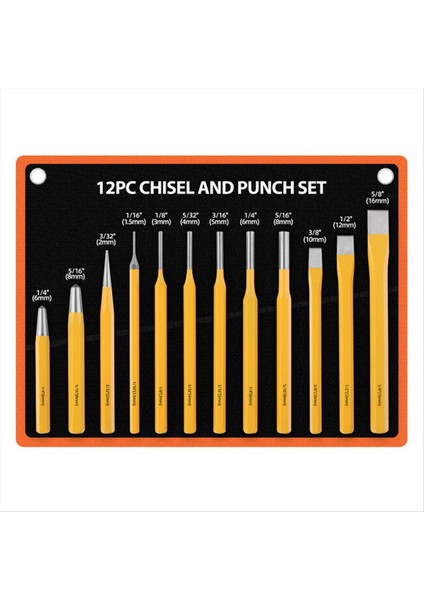 12 Parçalı Zımba Seti Duvar Kepçesi Düz Silindir Yumruk Seti (Yurt Dışından)