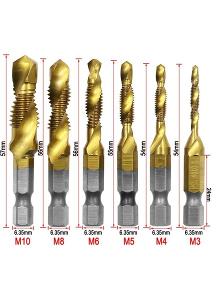 12PCS Tap Matkap Bit Set Hex Tutucu Titanyum Kaplama Hss Vidalı Iplik Bit Vidalı Makine Bileşiği Metal Çelik Ahşap Için Tapa (Yurt Dışından) fırsatları