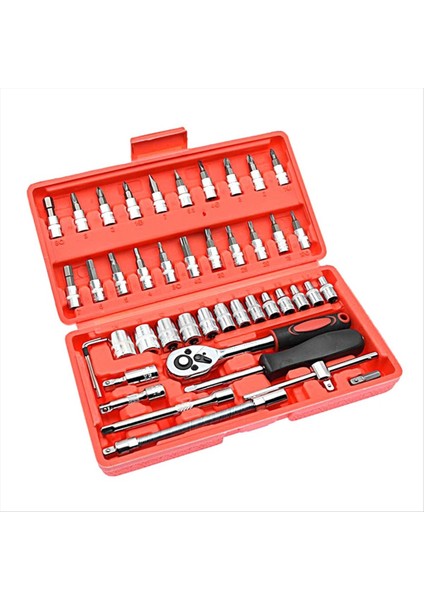 46 Parçalı Manşon Kombinasyonu 1/4 Cırcır Anahtarı Tornavida Soketi Sürgülü Çubuk Kare Mafsal Evrensel (Yurt Dışından) fiyatları