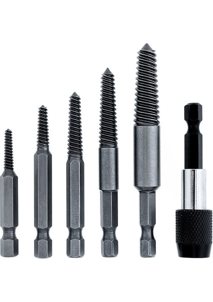 6 Adet Hasarlı Vida ve Kırık Cıvata Ekstraktörü 1/4 Hızlı Değişim ile Set Arbors Alet Kiti Kötü Vida Saplama Sökücü (Yurt Dışından)