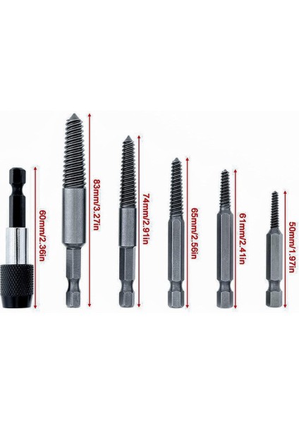 6 Adet Hasarlı Vida ve Kırık Cıvata Ekstraktörü 1/4 Hızlı Değişim ile Set Arbors Alet Kiti Kötü Vida Saplama Sökücü (Yurt Dışından) fiyatları