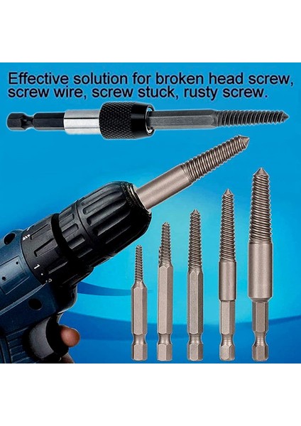6 Adet Hasarlı Vida ve Kırık Cıvata Ekstraktörü 1/4 Hızlı Değişim ile Set Arbors Alet Kiti Kötü Vida Saplama Sökücü (Yurt Dışından) modelleri