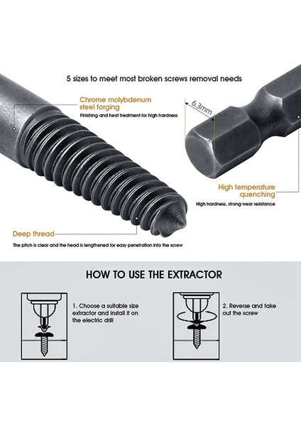 6 Adet Hasarlı Vida ve Kırık Cıvata Ekstraktörü 1/4 Hızlı Değişim ile Set Arbors Alet Kiti Kötü Vida Saplama Sökücü (Yurt Dışından) indirimleri