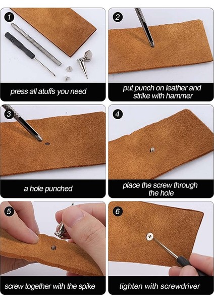 270 Set Sivri Uçlar ve Saplamalar Karışık Şekil Punk Spike Perçinler Metalik Koni Vidalar Deri Zanaat Için Kurulum Aracı ile (Yurt Dışından) indirimleri