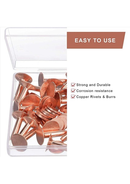 100 Set Bakır Perçin ve Çapak Bakır Perçinler Için Deri Için Deri Cüzdanlar Yakalar Deri Diy 1/2 Inç (Yurt Dışından) modelleri