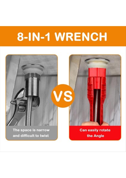 2 Adet Lavabo Anahtarı Aleti 8 Inç Musluk Anahtarı Aleti Çok Işlevli Lavabo Anahtarı Tuvaletler ve Mutfaklar Için Su Borusu Anahtarı (Yurt Dışından) indirimleri